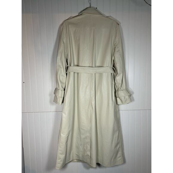 Zara Belted Faux Leather cream Trench Coat size medium oversize NWT  - Picture 15 of 16